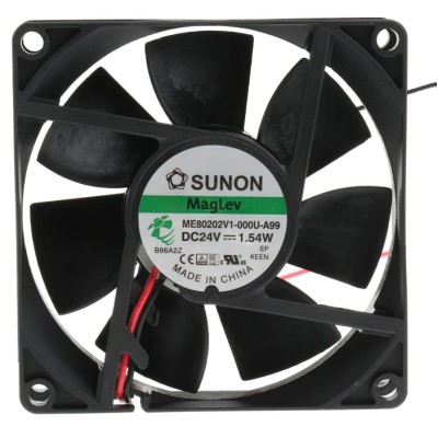 Sunon ME Series Axial Fan 24V DC 1.54W 64mA 61.2 m³/h 80x80x20 mm ME80202V1-000U-A99