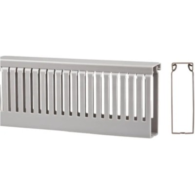 RS PRO Grey Open Slot Cable Trunking W80mm x D80mm x L2m Polyvinyl Chloride W80mm