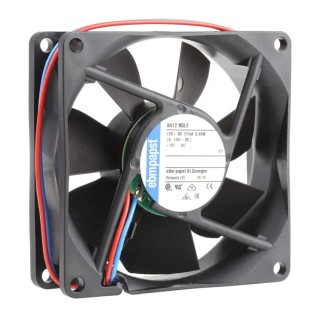 ebm-papst 8400 N Series DC Axial Fan, 12V DC, 33 m³/h Air Flow, 500 mW Power, 0.41 mA Max Current, Protection, 80 mm x IP68
