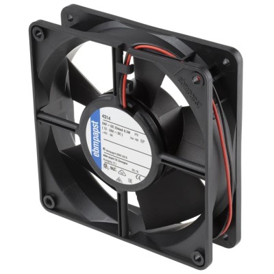 ebm-papst 4300 Series Compact DC Axial Fan 24V DC 8.5W 204 m³/h 3400 RPM IP68 119 mm Square Frame 