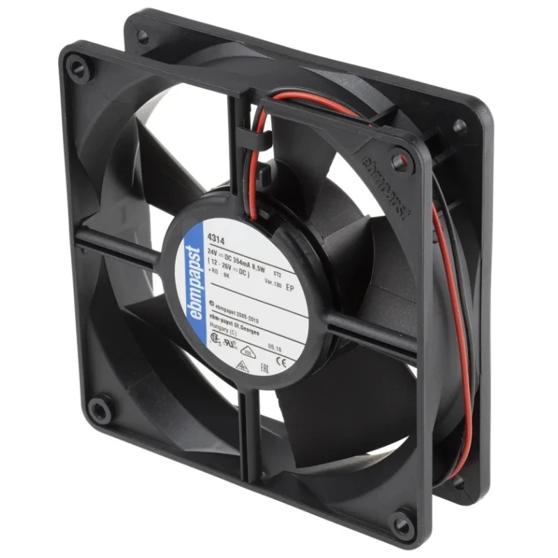 ebm-papst 4300 Series Compact DC Axial Fan 24V DC 8.5W 204 m³/h 3400 RPM IP68 119 mm Square Frame 