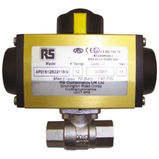 RS PRO Pneumatic Actuated Ball Valve, 40 bar, BSP Threaded Female 1 to 1/2 in 760-5611