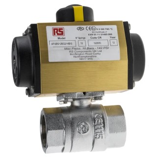 RS PRO Ball Type Pneumatic Actuated Valve 40 bar BSP Female 1 to 1/4 in 760-5618