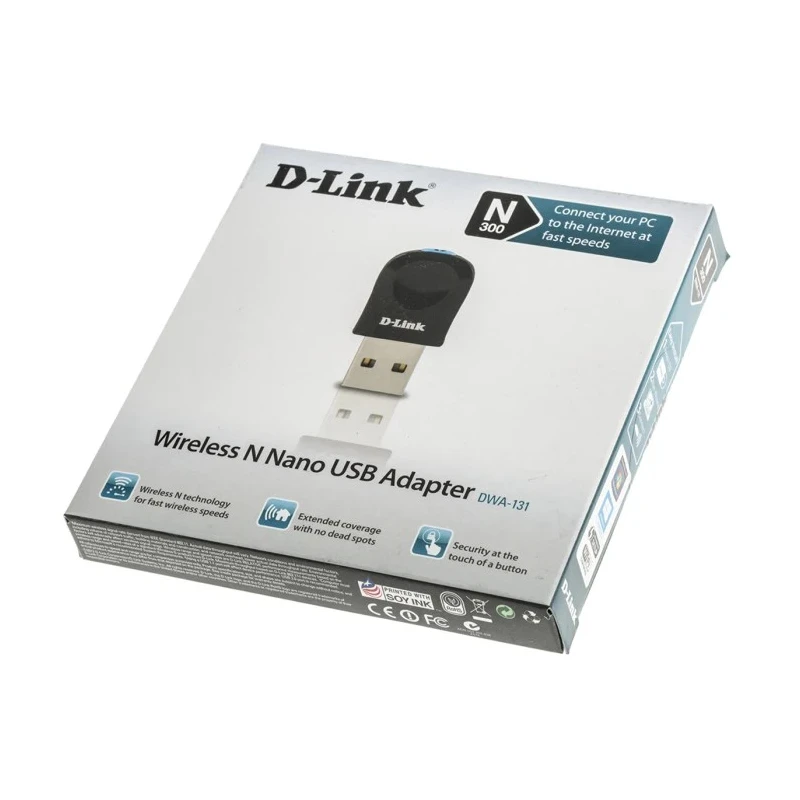 D-Link N300 USB 2.0 WiFi Adapter 300Mbps Data Rate DWA-131