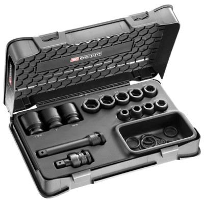 Facom 14-Piece 1/2 in Drive Standard Impact Socket Set Chrome Molybdenum Steel NS.500BU