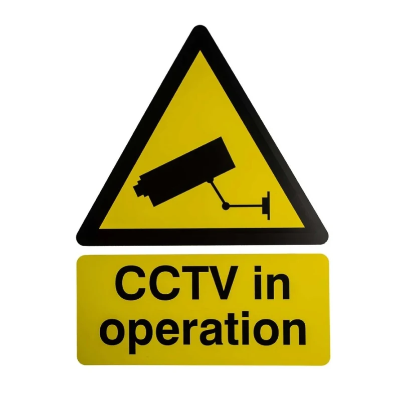 RS PRO White Polypropylene CCTV Sign English CCTV in Operation 300 mm x 400 mm 763-1516