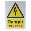 RS PRO Electrical Hazard Warning Sign Danger 240 Volts Polypropylene Rigid Plastic 210mm x 148mm 763-1535