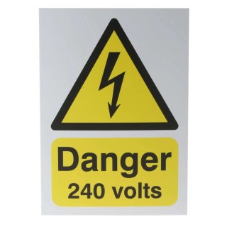 RS PRO Electrical Hazard Warning Sign Danger 240 Volts Polypropylene Rigid Plastic 210mm x 148mm 763-1535