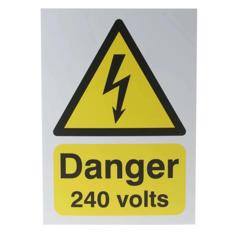 RS PRO Electrical Hazard Warning Sign Danger 240 Volts Polypropylene Rigid Plastic 210mm x 148mm 763-1535