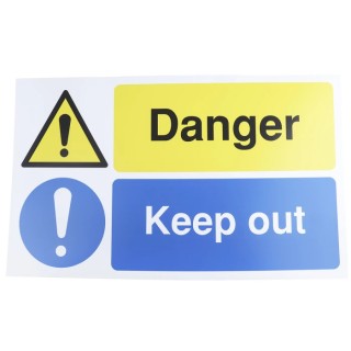 RS PRO Hazard Warning Sign Danger Keep Out Polypropylene Rigid Plastic 300mm x 500mm 763-1604