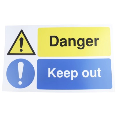 RS PRO Hazard Warning Sign Danger Keep Out Polypropylene Rigid Plastic 300mm x 500mm 763-1604