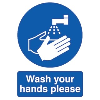 RS PRO Polypropylene Mandatory Sign Wash Your Hands Please Sign With English Text 763-1692