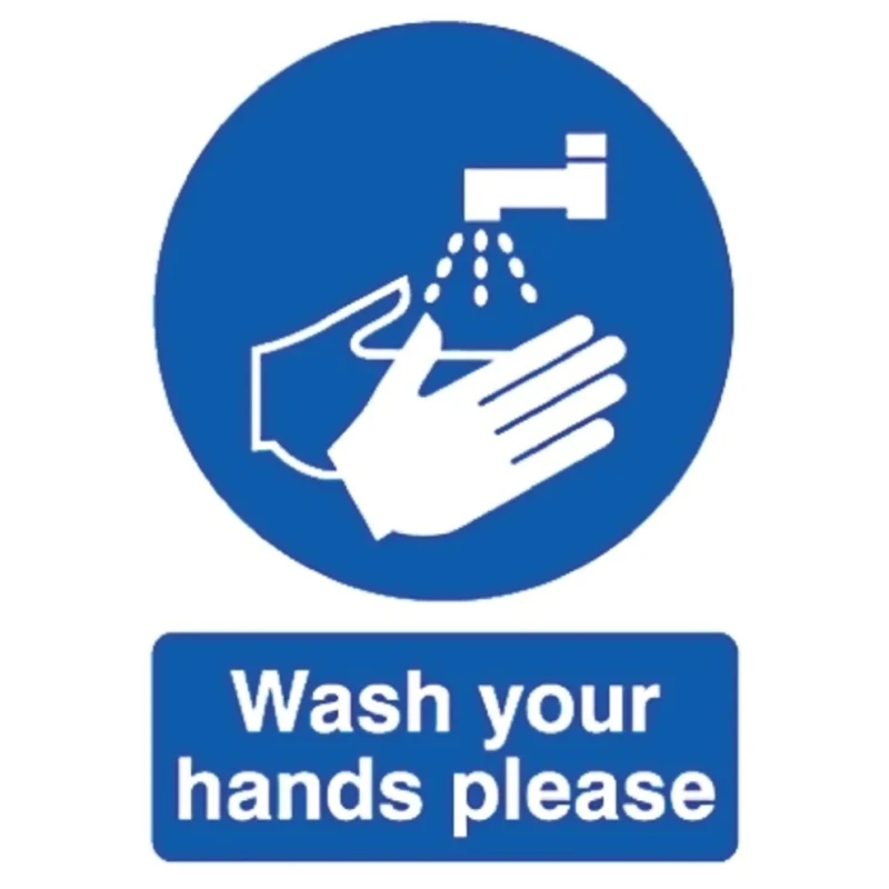 RS PRO Polypropylene Mandatory Sign Wash Your Hands Please Sign With English Text 763-1692