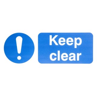 Signs & Labels Polypropylene Mandatory Safety Sign Keep Clear 250mm Height 100mm Width 763-1695