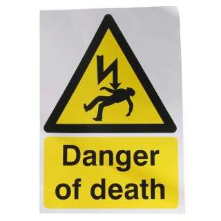 RS PRO Hazard Warning Sign Self-Adhesive Vinyl Label 400mm x 300mm English 763-1614