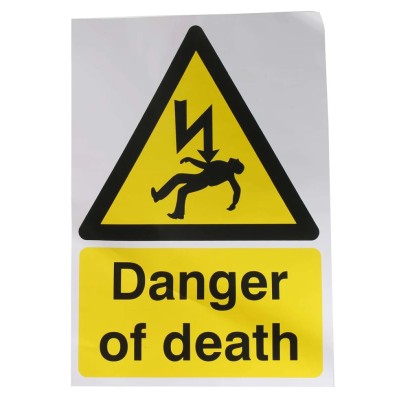 RS PRO Hazard Warning Sign Self-Adhesive Vinyl Label 400mm x 300mm English 763-1614