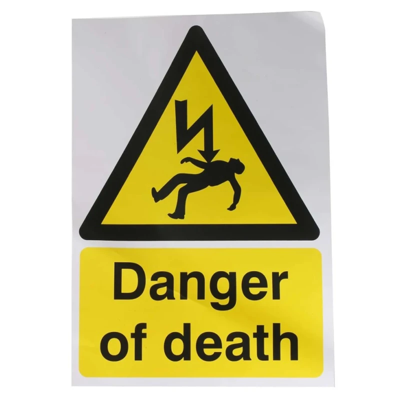 RS PRO Hazard Warning Sign Self-Adhesive Vinyl Label 400mm x 300mm English 763-1614