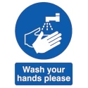RS PRO Vinyl Mandatory Sign Wash Your Hands Please Sign With English Text 763-1702