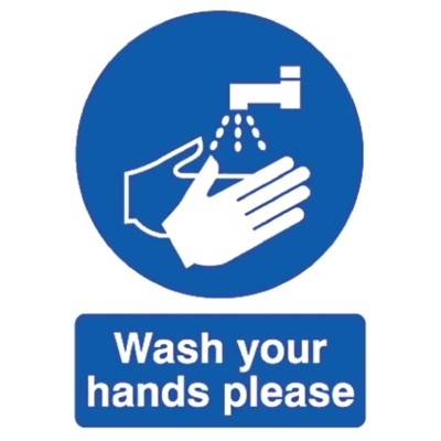 RS PRO Vinyl Mandatory Sign Wash Your Hands Please Sign With English Text 763-1702