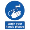 RS PRO Vinyl Mandatory Sign Wash Your Hands Please Sign With English Text 763-1702
