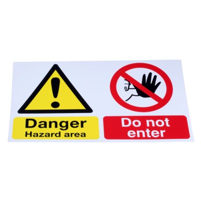 RS PRO Hazard Warning Sign Danger Hazard Area Do Not Enter Polypropylene 300mm x 500mm English 763-1705