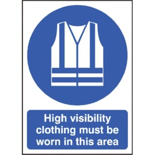RS PRO Polypropylene Rigid Plastic Mandatory Sign High Visibility Clothing Must Be Worn In This Area 763-1761