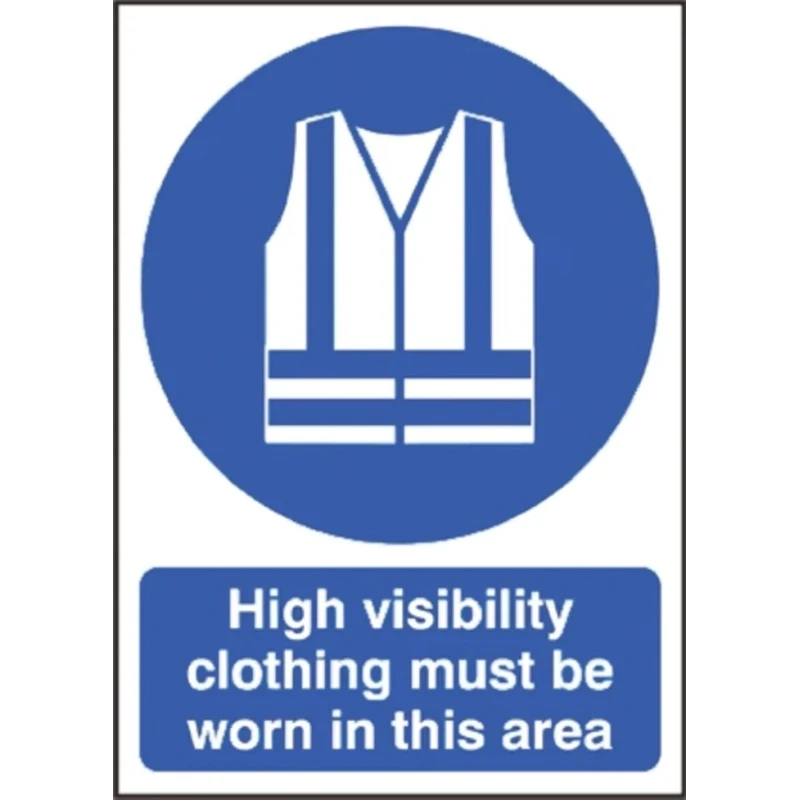 RS PRO Polypropylene Rigid Plastic Mandatory Sign High Visibility Clothing Must Be Worn In This Area 763-1761