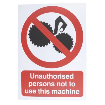 RS PRO Polypropylene Rigid Plastic Prohibition Sign Unauthorised Persons Not To Use This Machine 763-1777