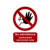 RS PRO Polypropylene Rigid Plastic No Admittance Authorised Personnel Only Prohibition Sign 763-1866