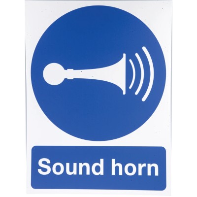 RS PRO Polypropylene Rigid Plastic Mandatory Sound Horn Sign 400mm x 300mm 763-1869