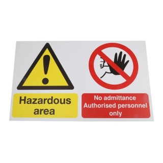 RS PRO Hazard Warning Sign 500mm x 300mm Polypropylene, Black Text and Symbol, English 763-1872