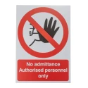 RS PRO Polypropylene Rigid Plastic No Admittance Authorised Personnel Only Prohibition Sign 420mm x 297mm 763-1862