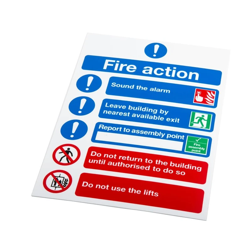 RS Pro Polypropylene Fire Safety Sign With English Text Fire Action Instructions 763-1888