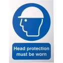 RS PRO Polypropylene Mandatory 'Head Protection Must Be Worn' Safety Sign 210mm x 148mm 763-2039