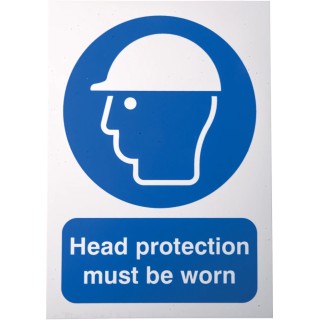 RS PRO Polypropylene Mandatory 'Head Protection Must Be Worn' Safety Sign 210mm x 148mm 763-2039