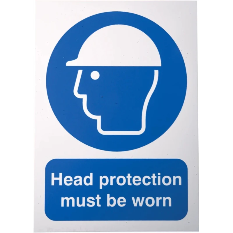 RS PRO Polypropylene Mandatory 'Head Protection Must Be Worn' Safety Sign 210mm x 148mm 763-2039