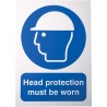 RS PRO Polypropylene Mandatory 'Head Protection Must Be Worn' Safety Sign 210mm x 148mm 763-2039