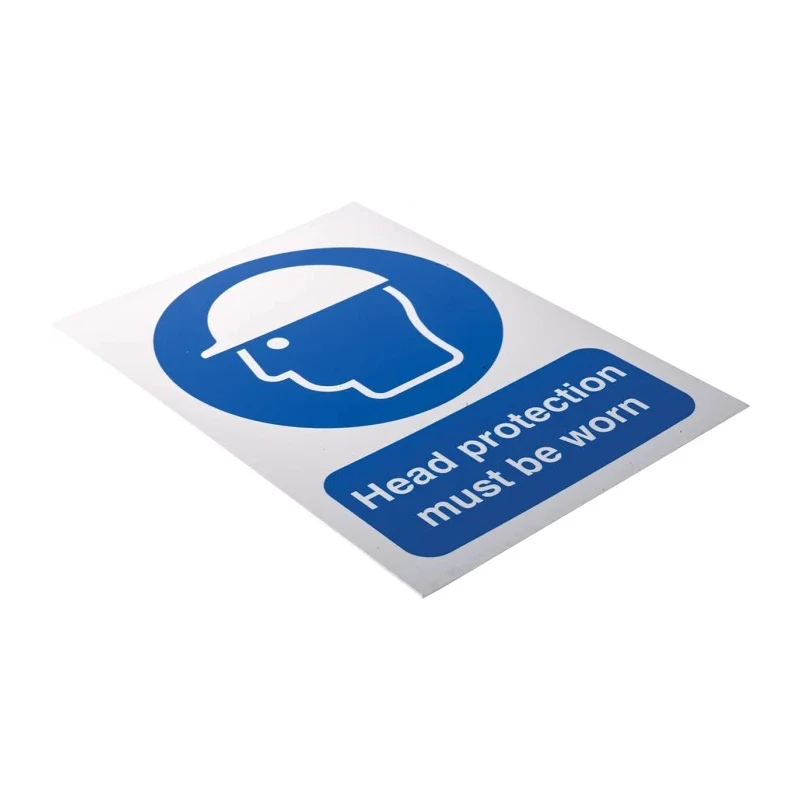 RS PRO Polypropylene Mandatory 'Head Protection Must Be Worn' Safety Sign 210mm x 148mm 763-2039