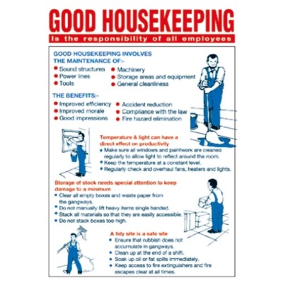 RS PRO Good Housekeeping Safety Wall Chart Polypropylene English 450mm x 600mm 763-2128