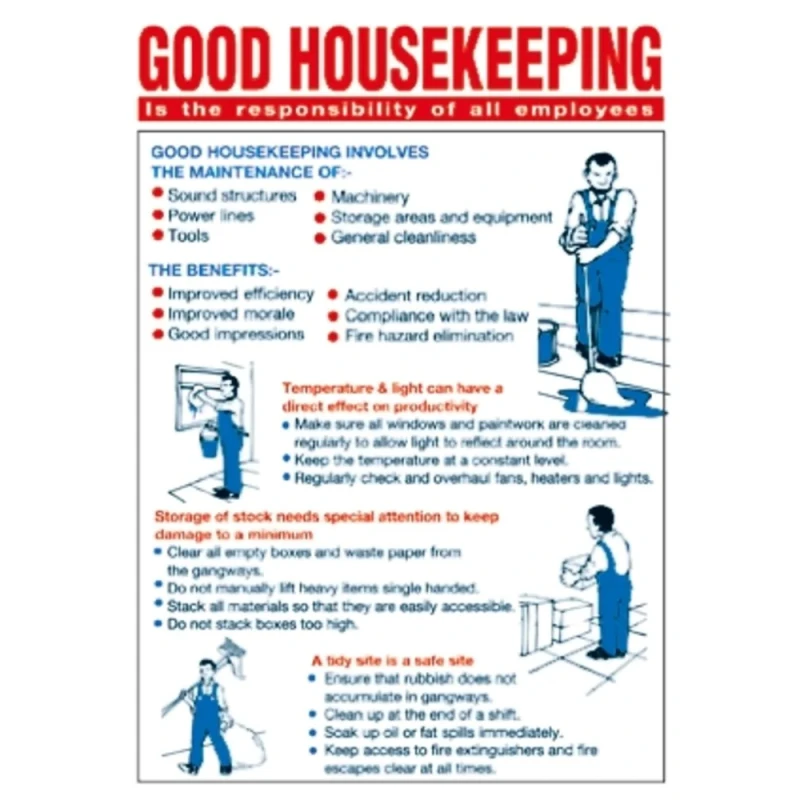 RS PRO Good Housekeeping Safety Wall Chart Polypropylene English 450mm x 600mm 763-2128