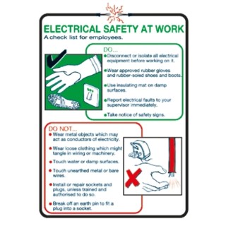 RS PRO Electrical Safety at Work Safety Wall Chart Polypropylene English 600 mm x 420 mm 763-2121