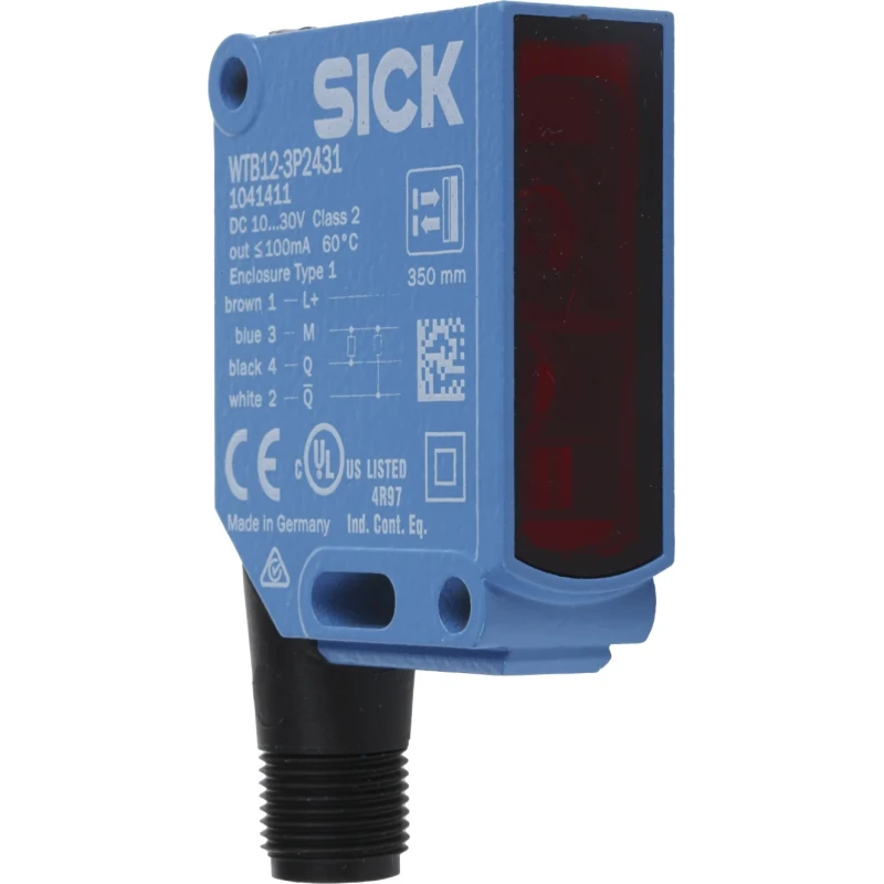 SICK Background Suppression Photoelectric Sensor Block Sensor 20 mm to 350 mm Detection Range Metal Housing PNP WTB12-3P2431