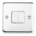 MK Electric White Flush Mount 2 Way 1 Pole Lockable Fire Alarm Isolator Light Switch, 10A, Stainless Steel K4672BSS