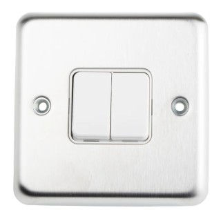 MK Electric White Flush Mount 2 Way 1 Pole Lockable Fire Alarm Isolator Light Switch, 10A, Stainless Steel K4672BSS