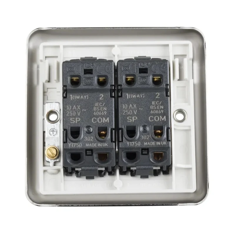 MK Electric White Flush Mount 2 Way 1 Pole Lockable Fire Alarm Isolator Light Switch, 10A, Stainless Steel K4672BSS
