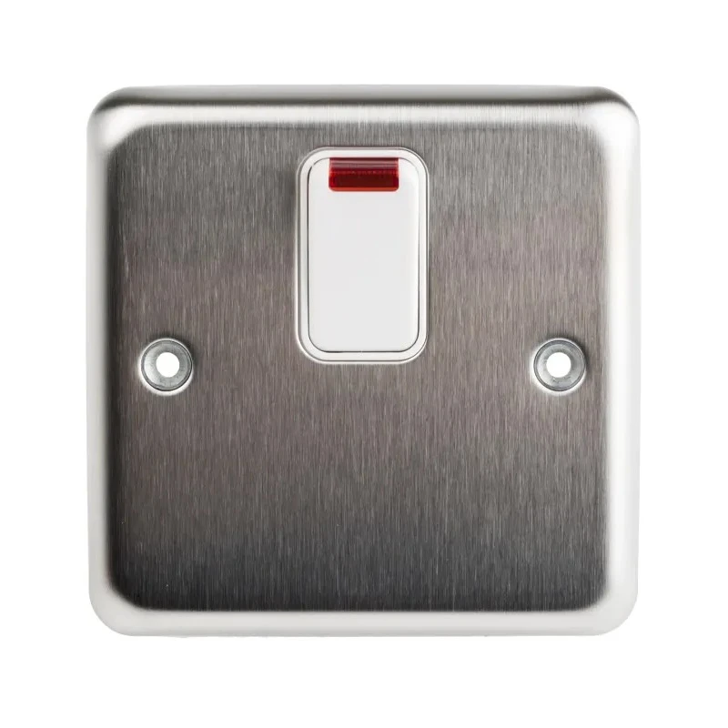 MK Electric 20A 6 Gang Switched Fused Spur Stainless Steel High Gloss White Thermoset Albany Plus K5233BSS