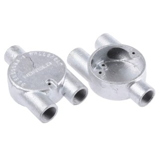 RS PRO Conduit Galvanised Conduit Fitting 20 mm Nominal Size Thread M4 Steel Silver 763-9194