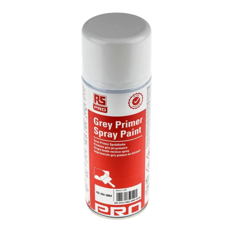 RS PRO 400 ml Grey Smooth Acrylic Primer Paint CE EN 374 EN 14387 EN 136 764-3064