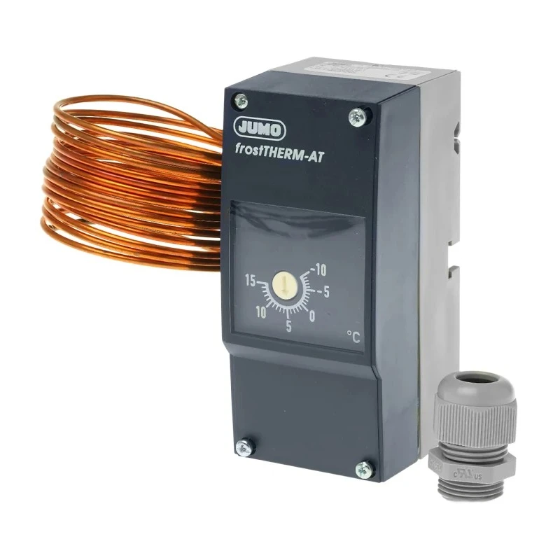 Jumo Capillary Thermostat Wall Mount 1P 16 A 230 V AC, +15 °C Max frostTHERM-AT/-DR 604100/20-5-140-3000-0-40/000