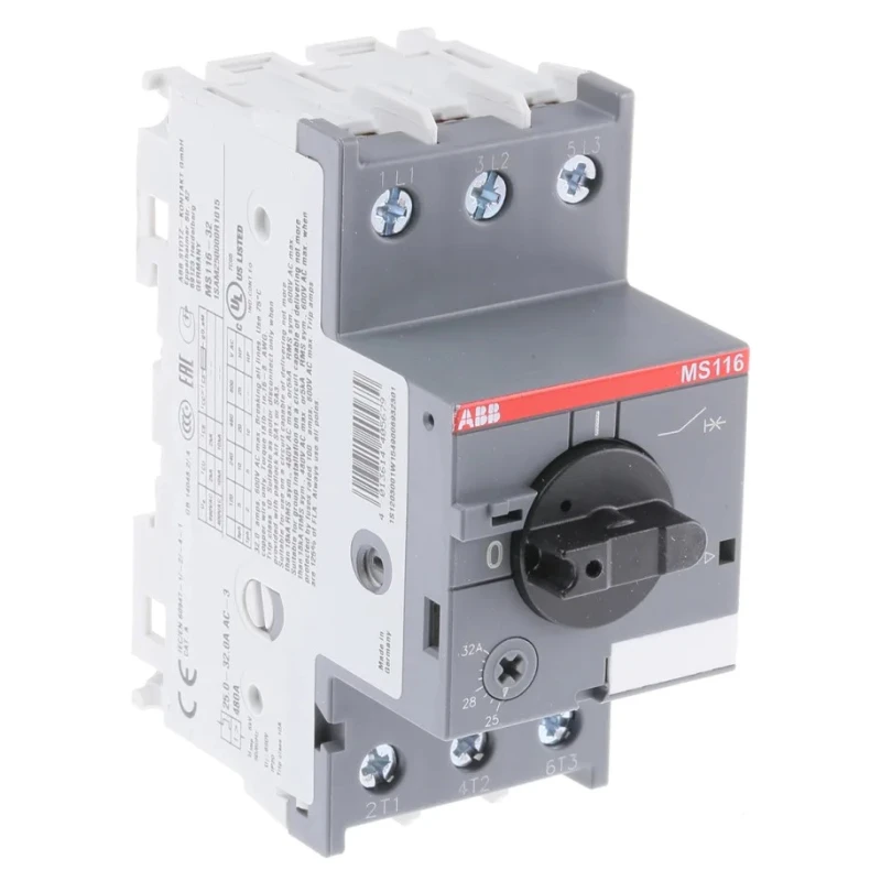 ABB Motor Protection Circuit Breaker 25A to 32A Current Rating, 690V, Trip-Free MS116 MS116